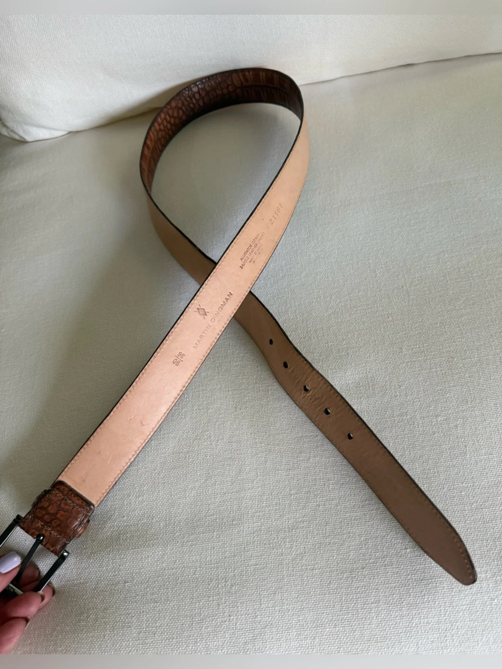 MARTIN DINGMAN ALLIGATOR GRAIN Saddle Leather Belt Size 90/36